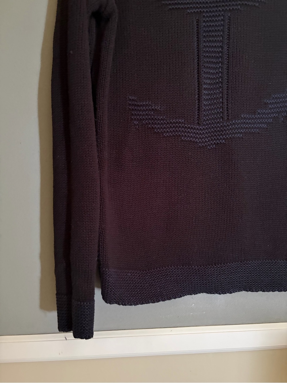 Nautica Anchor Knit Sweater Navy 100% Cotton Crewneck Shoulder Button Nautical - Picture 2 of 14